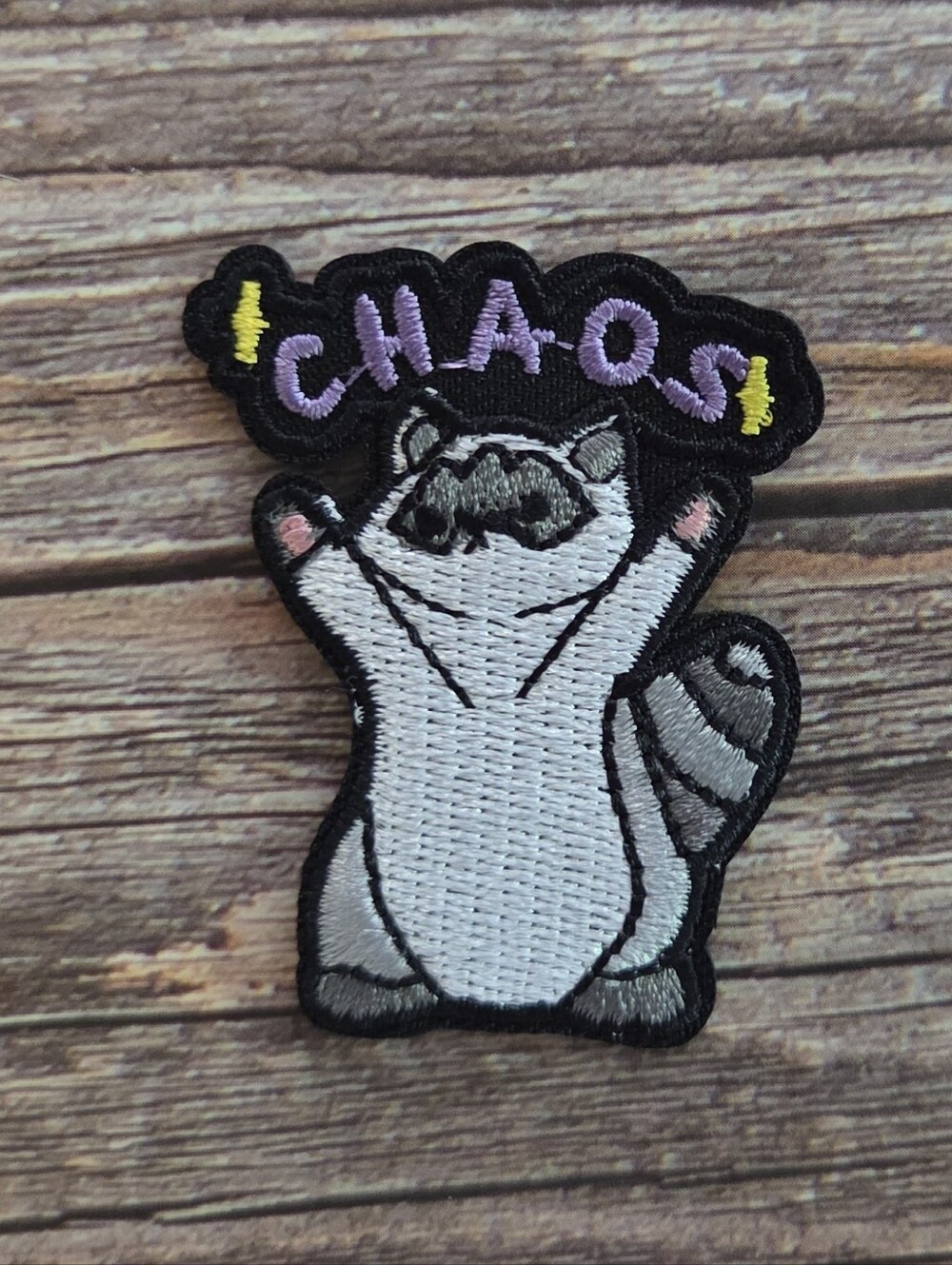 Chaos Raccoon Funny Cute Punk Skater Rock N Roll Embroidered Iron on Patch